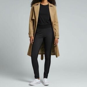 Club Monaco Black Mixed Media Ponte Leggings Size 2 Sheen Front Pull On Pants